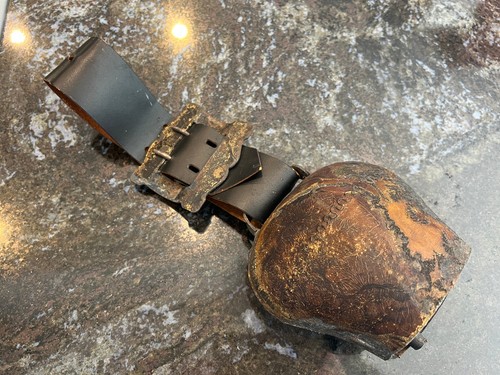 Antique swiss brass cowbell - antique, 8"