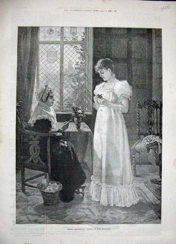 Original old antique print - old,