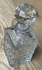 Vintage 7" Crystal Cut Glass Square Decanter. Fair Condition.