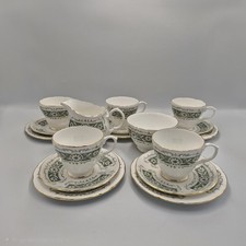 Vintage Duchess Florence Green Grey Floral Tea Set 17 Pieces Afternoon Tea