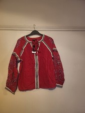 Next Ladies Red Kaftan Long Sleeves Top,size Small