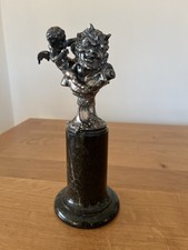 Bacchus Herm Dionysus Satyr & Lustful Cherub Bacchanalia Statue Vintage