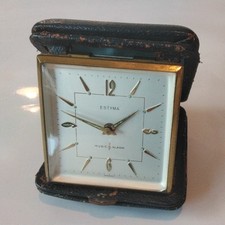 Vintage Estyma Travel Clock with Musical Alarm Working