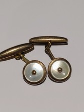 Mother of Pearl Rose Gold Gilt Vintage Antique Cufflinks