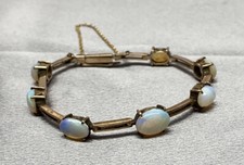 Antique Victorian 9K Rose Gold Graduated Oval Opal Petite or Child's Bracelet