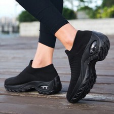 Womens Comfy Running Sports Slip on Trainers Sneakers Casual Ladies Shoes Mesh