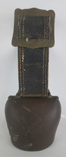 Vintage Melpa 2/0 Swiss Brown /Black Cow Bell With Big Leather Strap With Buckle
