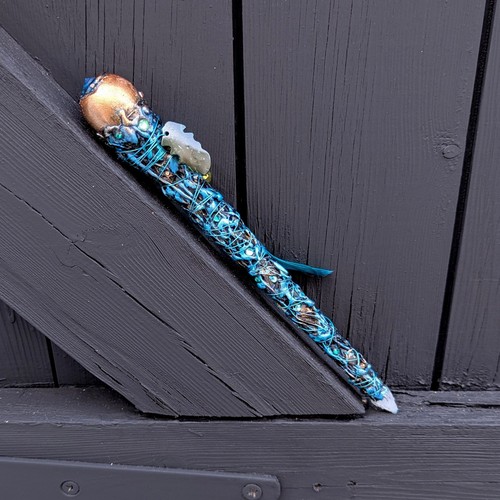 Handmade magic wand teal - wand,
