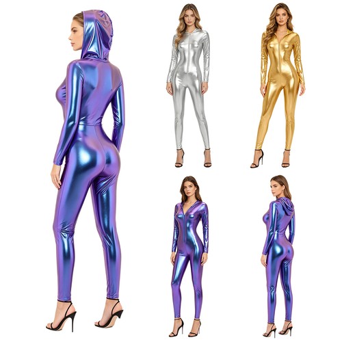 Women metallic shiny hooded - women,