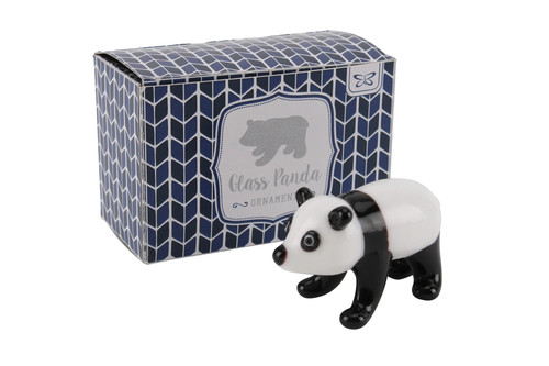 Glass standing panda ornament - glass,