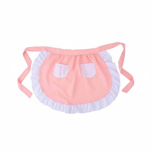 Pink ruffled half apron - pink,
