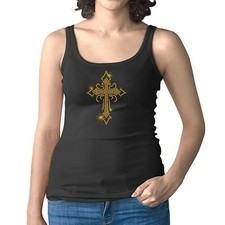  Rhinestud GOTHIC CELTIC CROSS - Ladies Vest - Biker rock and roll