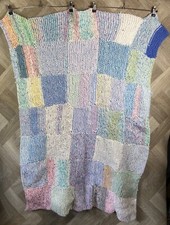 Vintage Large Hand Crocheted Multi Pastel Coloured Textured Throw/Blanket