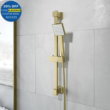 Bathroom Square Shower Kit 1 Spray Adjustable Handset Riser Rail Brushed Brass