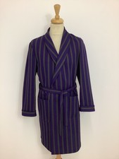 Vintage 1970s William Dixon dressing gown men's striped smoking jacket robe #V1