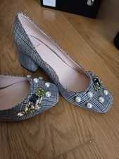 J.CREW Celia Jewel Embellished Court Shoes in Glen Plaid UK Size 5.5 – NEW