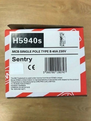 Sentry h5940s 40amp type b - 40amp,