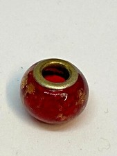 Vintage plastic brass red gold flower design bracelet charm
