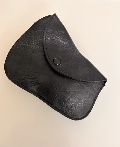 Black leather side pouch bag