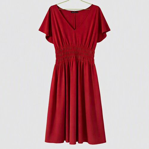 Zara red neck - v-neck, sleeve