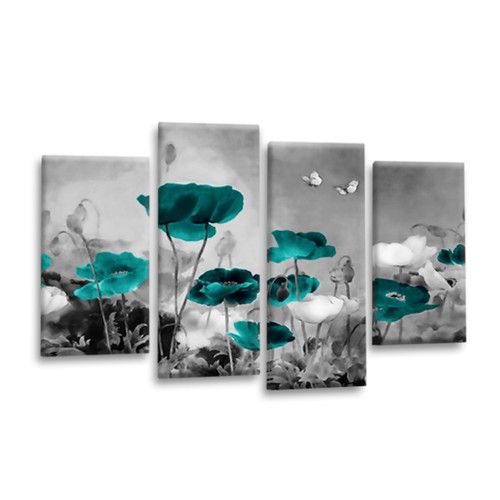 Floral wall art teal - floral, living