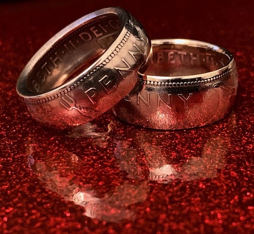 Lacquered copper coin ring - coin,