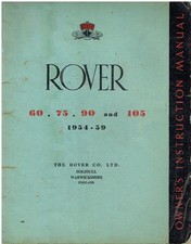 ROVER P4 60 75 90 105 SALOON 1954-59 ORIGINAL OWNERS INSTRUCTION MANUAL