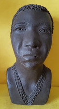 Beautiful Handmade African Male Signed Clay Sculpture
