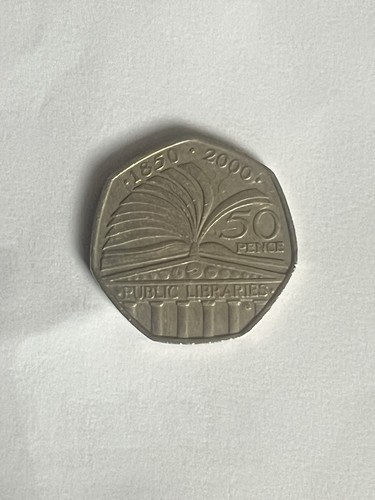 Public library 50p coin - public,