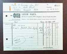 1963 Leon Paul, Fencing (Sport) Equipment 39 Neal St., London Invoice