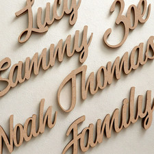 Custom Wood Script Names & Words Personalised Unpainted MDF Sign Cutout Craft