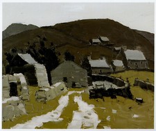 Cottages Deiniolen nr Caernarfon N. Wales Kyffin Williams print in 11x14 mount