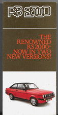 Ford Escort RS 2000 & Custom Mk2 1978-1979 UK Small Format Foldout Brochure