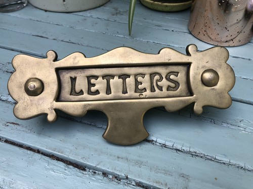 Antique brass letter box - , vgc