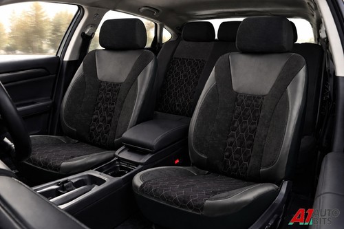 Black leather alcantara look - black,