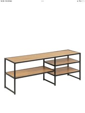 NEXT Black Metal Open TV Unit with 3 Oak Shelves NEW