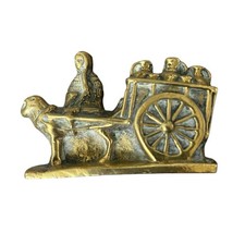 Vintage Brass Dog& Cart Vendors Stall Standin Over2” Tall & 4” Width