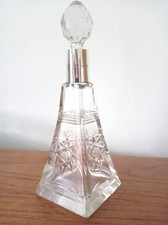 Superb and perfect 1912 Birmingham solid silver collar cut glass bottle & top.