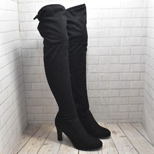 Women's Feud Black High Heel Zip Up Over the Knee Sock Boots UK 7 EUR 40