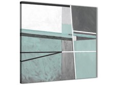 Duck Egg Blue Grey Painting Bathroom Canvas Wall Art - Abstract 1s396s - 49cm