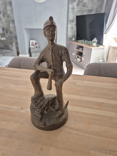 Brass coal miner figurine - coal,