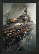 Steampunk Airship Framed Wall