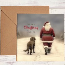 Chocolate Labrador 'Walking with Santa' | Christmas Card