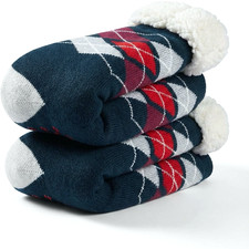 Mens Slipper Socks with Grippers Winter Fluffy Indoor Thermal Non Slip Sock Size