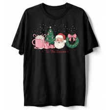 Tis The Season Pink Christmas T-Shirt Santa Mug Tree Wreath Cute Holiday Gift