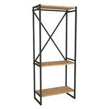 3 Tier Wooden Coat Rack and Shoe Storage Stand With Metal Frame For Entryway