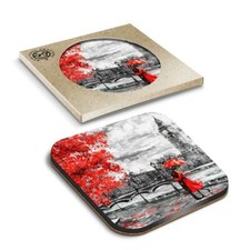 1 x Boxed Square Coasters - Romantic Couple London Big Ben  #21172