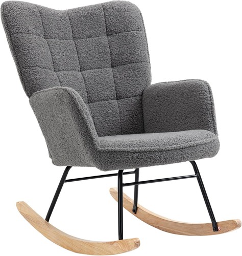 Fleece wingback rocking chair - wingback,