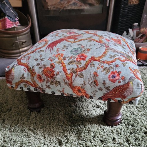 Vintage upholstered footstool - vintage,