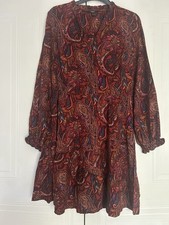 Next Size 12 Paisley Autuninal Print Dress Long Sleeve